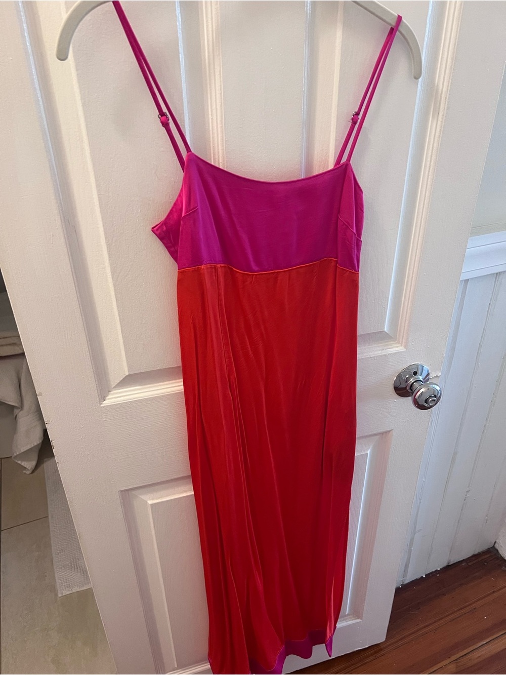 Anthropologie Pink and Red Two-Tone Slip Dress